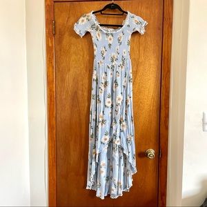 Floral Off the Shoulder High Low Dress